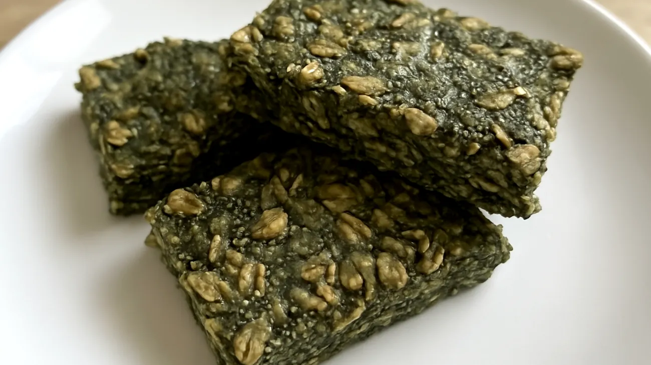 Barrette di avena con semi di chia e spirulina"