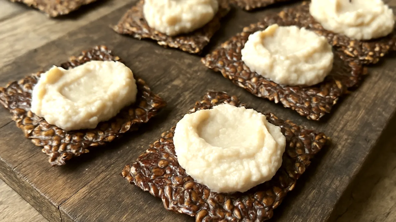 Crackers di semi di lino con hummus di cannellini"