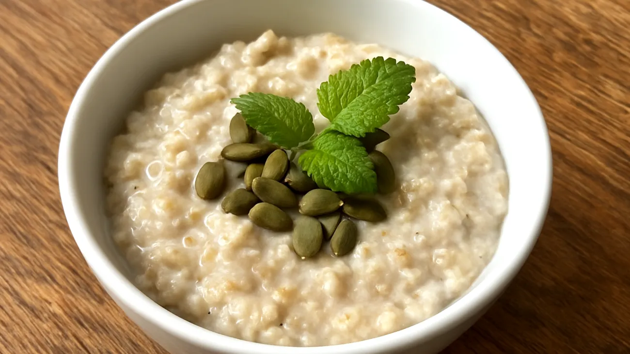 Porridge di avena con semi di zucca e melissa"