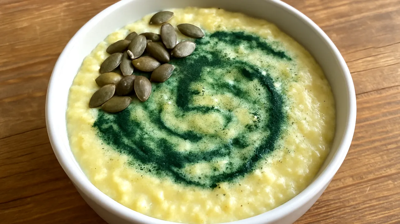 Porridge di miglio con semi di zucca e spirulina"